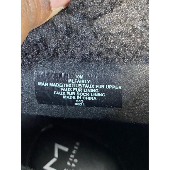 Marc Fisher LTD Womens Fairly Winter Boots Black Fur Trim Ankle Lace Up 10 M New - Picture 8 of 9